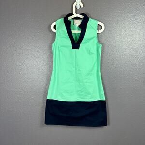 SAIL TO SABLE Womens Mint Green Navy Classic Colorblock Tunic Shift Dress Small